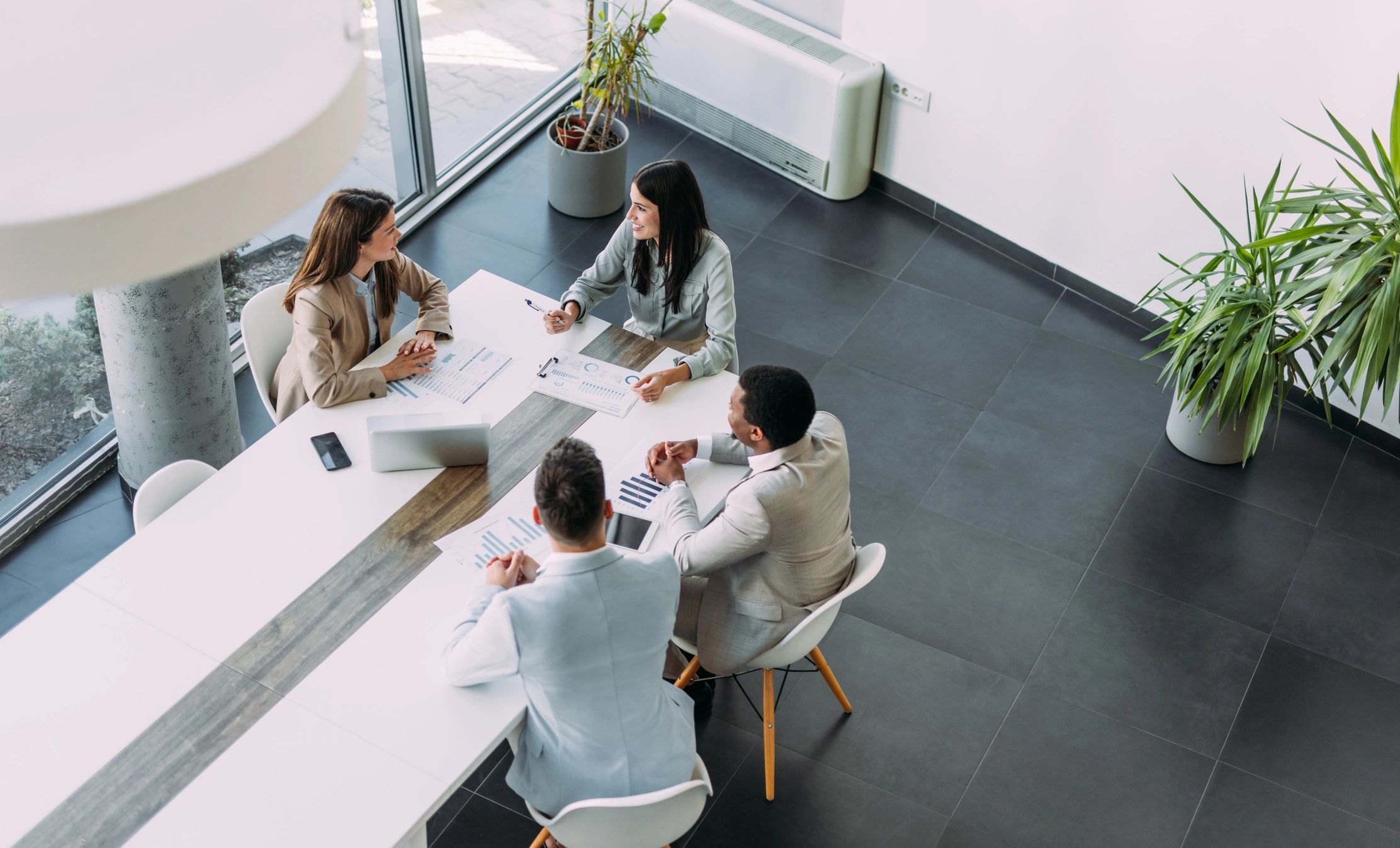 Professional legal team meeting in an office